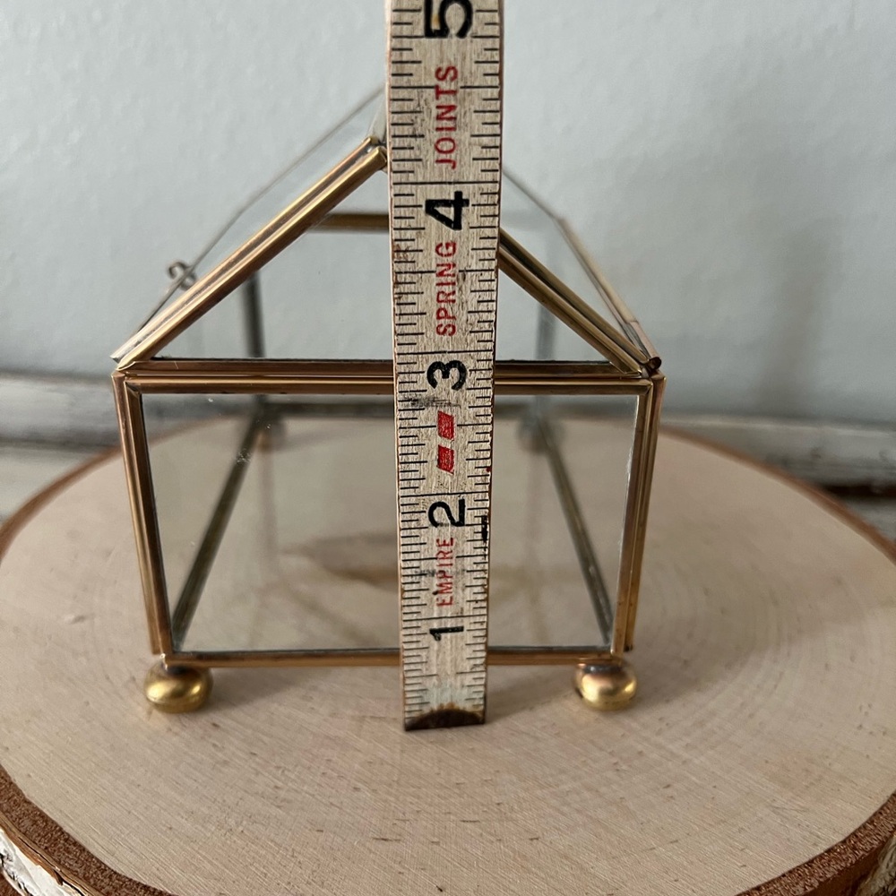 ✨SOLD✨ Vintage DISPLAY CASE BOX GLASS & BRASS KeepSake Curio Terrarium Hinge Lid - Picture 7 of 9
